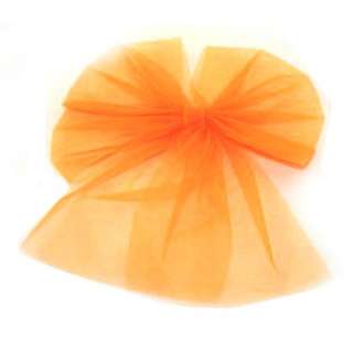 Orange Diamond Net Tulle Pew Bow Wedding Decoration  