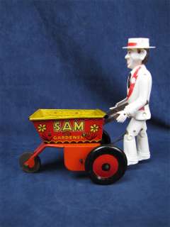 Vintage Marx Sam The Gardener Wheelbarrow Wind Up Toy  