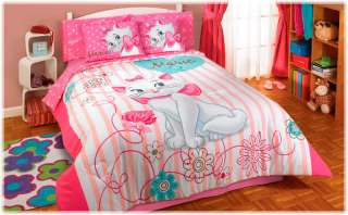   Girls Pink White Kittie Kitten Cat Marie Comforter Bedding Set Full 4