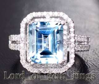Aquamarine .48ct Diamond 14K White Gold Engagement Ring  