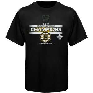 Boston Bruins 2011 Stanley Cup Champions History T Shirt   Black 