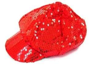 FASHION SPARKLING RED SEQUIN BASEBALL CAP ladies hat  