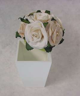 Natural Paper Rose Flower on open top Wooden Pot Gift Box Party 