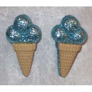   Ice Cream Cone Novelty Post Earrings Pierced 1.25 Inch Plastic BS 78