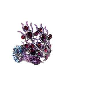  NEW Purple Crystal Peacock Cuff Bracelet, Limited. Beauty