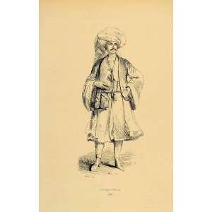1843 Engraving Costume Man Turban Bukhara Uzbekistan   Original 