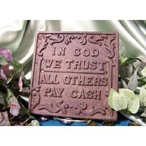  Cast Iron In God We Trust Plaque 2 Sets