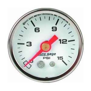   Fuel Pressure Gauge 1.5 in. 0   15 psi White Dial Face Automotive
