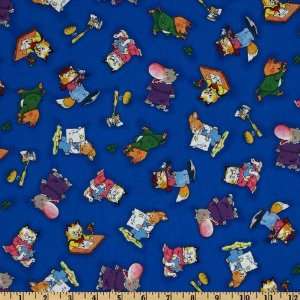  44 Wide Busytown A to Z Characters Blue Fabric By The 
