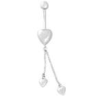 Body Candy 14K White Gold Dangling Hearts Belly Ring