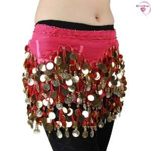   Gold Coins Belly Dance Hip Scarf, Vogue Waves Style