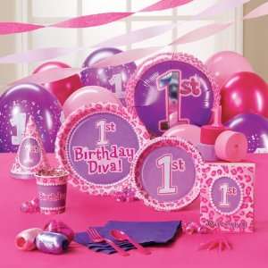 1st Birthday Diva Deluxe Party Pack for 8 Toys & Games