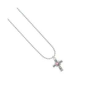   with Pink Swarovski Crystal Silver Plated Ball Chain Char Jewelry