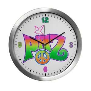   Clock Paz Spanish Peace with Dove and Peace Symbol 