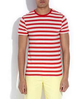 Stone (Stone ) Red and White Stripe Tee  252030116  New Look