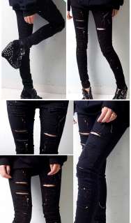 ACTION PAINTING ripped punk skinny jeans 25 26 27 28 29  