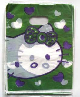 New 50pcs Hello Kitty plastic gift bag green  