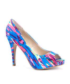 Blue Pattern (Blue) Multicolour Peep Toe  247505249  New Look