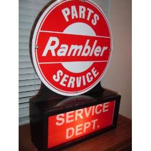  AMC Rambler Motors Porcelain Lighted Sign Automotive