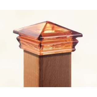   870.3246 6 by 6 Inch Glass Pyramid Post Cap, Amber 