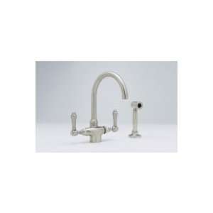 Rohl Single Hole Country Kitchen Faucet with Sidespray, Metal Lever 