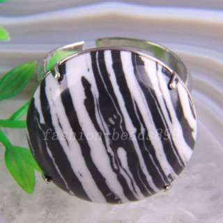 Zebra Stone Jasper Bead Gemstone Finger Ring Z231  