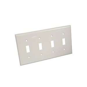 White 4 Gang Thermoplastic Toggle Switch Panel Wall Plate  