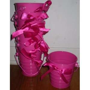  8 Piece Pink Tin Pails with Ribbons Toys & Games
