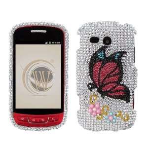 Rhinestones Protector Case for Samsung Admire R720, Monarch Butterfly 