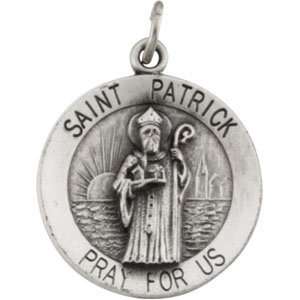   Silver 18.00 mm St. Patrick Medal W/ 18 Inch Chain CleverEve Jewelry