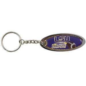  LSU Tigers 2007 National Champions Oval Domed Keychain 