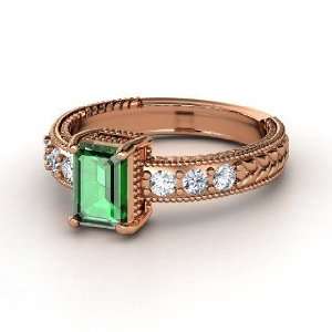  Emerald Isle Ring, Emerald Cut Emerald 18K Rose Gold Ring 