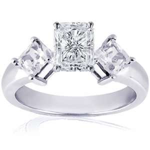  1.1 Ct Radiant Cut 3 Stone Diamond Engagement Ring Kite 