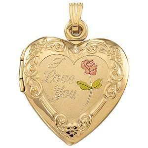  20.00X19.00 Mm 14K Yellow Gold Tri Color I Love You Heart 