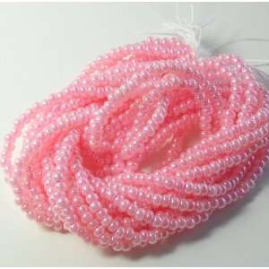  Pink Ceylon Pearl Czech 6/0 Seed Bead on Loose Strung 6 