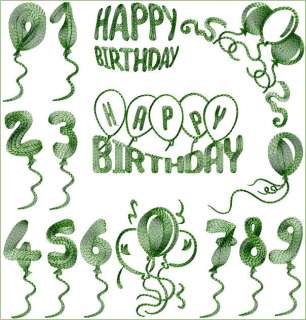 Birthday Baloons machine embroidery designs set 5x7  