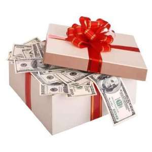  Gift Box with Banknote of Dollar.   Peel and Stick Wall 