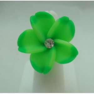  Green Plumeria Flower Ring 