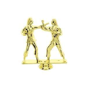  Gold 5 Female Dbl Action Karate Trophy Figure Trophy 
