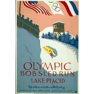  1936 Olympic bobsled run, Lake Placid Ski Poster