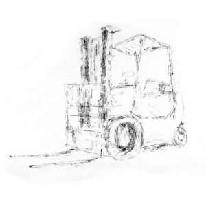 Forklift, Original Drawing, Home Decor Artwork