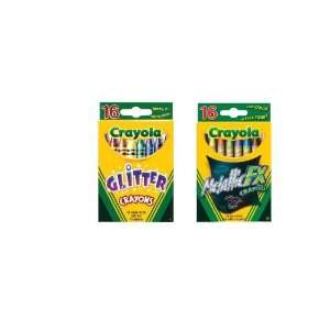  Crayola Crayons 1 Pack of 16 Glitter & 1 Pack of 16 