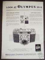 1957 OLYMPUS 35 S Vintage CAMERA Photography AD  