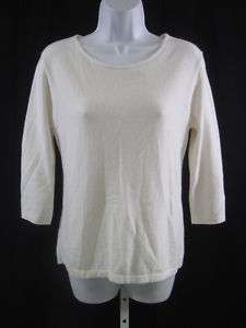 JOAN VASS Ivory 3/4 Sleeve Pullover Sweater Shirt Sz 1  
