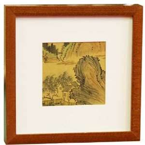  Landscape Watercolor, Hand Painted on Silk   Framed Watercolor Art 