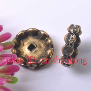 FREE SHIP 40pcs Bronze Plated Fashion Crystal Spacers Beads KS7373 