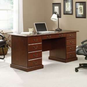  Sauder Heritage Hill Executive Desk in Cherry with Black 