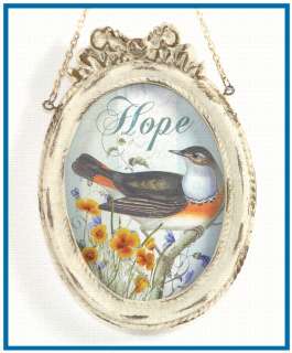   Vintage Style Bird Picture White Ribbon Frame Hanging Decor 12 Styles