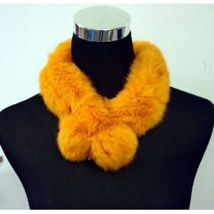   Elegant Angora/Rabbit Fur Neckpiece Scarf   Orange 