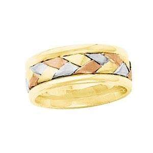    Tri Color Hand Woven Band (7.75 mm) in 14k Yellow Gold Jewelry